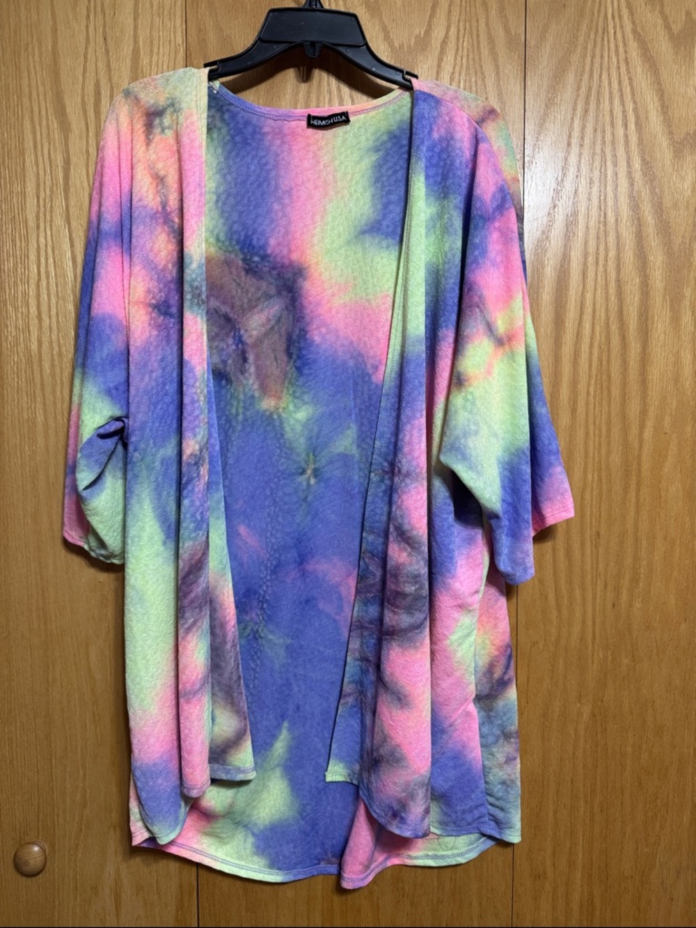 Heimish USA Rainbow Tie-Dye open front Kimono Style Cardigan